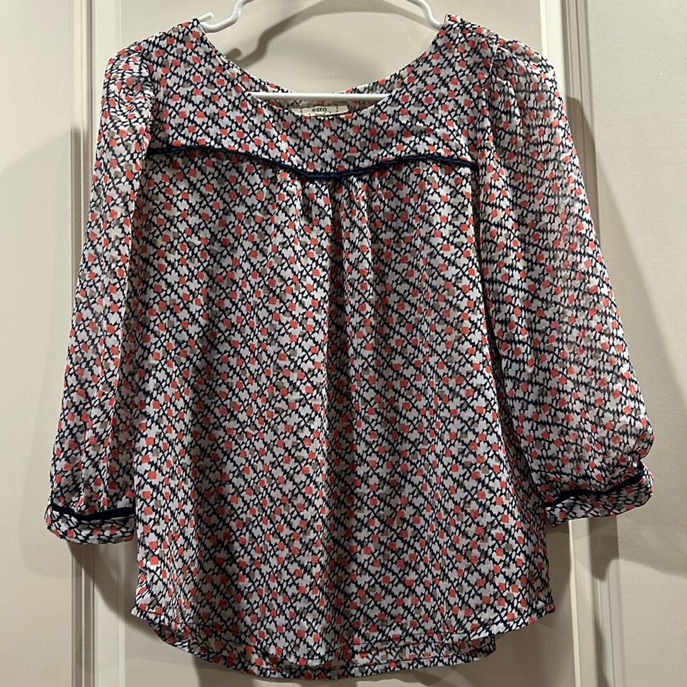 Vintage! Ezra womens pullover pattern semi Sheer blouse/top size S